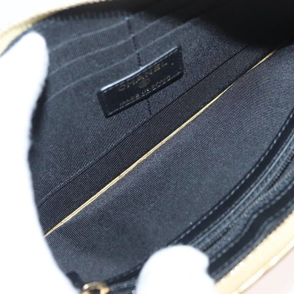 CHANEL COCO Mark Clutch Bag Calf Skin Gold CC Auth 182873SAM
