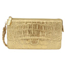 CHANEL COCO Mark Clutch Bag Calf Skin Gold CC Auth 182873SAM-2