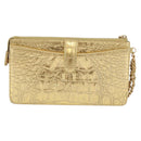 CHANEL COCO Mark Clutch Bag Calf Skin Gold CC Auth 182873SAM-3