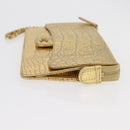 CHANEL COCO Mark Clutch Bag Calf Skin Gold CC Auth 182873SAM-4