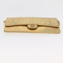 CHANEL COCO Mark Clutch Bag Calf Skin Gold CC Auth 182873SAM-9