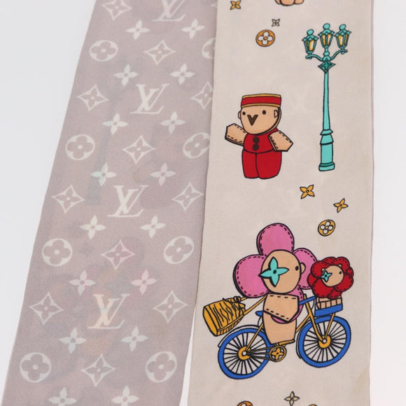 LOUIS VUITTON Monogram Vivienne Bando BB Scarf Silk Pink M77933 LV Auth 182876A