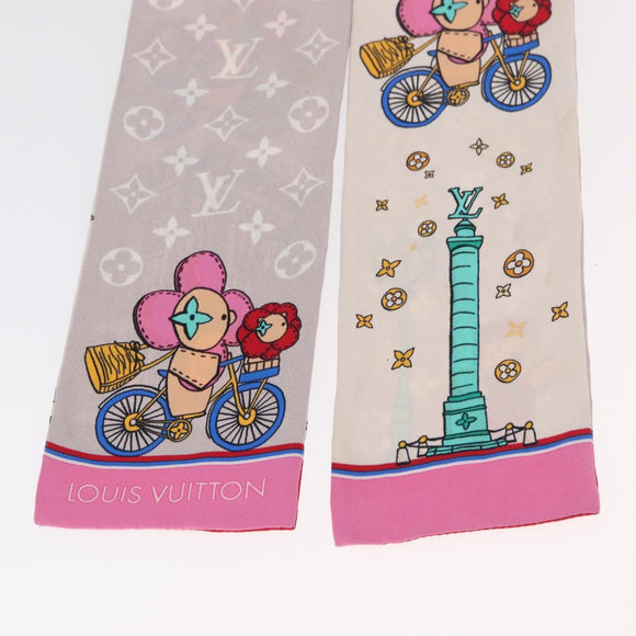 LOUIS VUITTON Monogram Vivienne Bando BB Scarf Silk Pink M77933 LV Auth 182876A