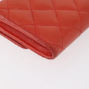 CHANEL Matelasse Long Wallet Caviar Skin Orange Gold CC Auth 182877A-15