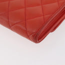 CHANEL Matelasse Long Wallet Caviar Skin Orange Gold CC Auth 182877A-16