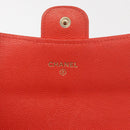 CHANEL Matelasse Long Wallet Caviar Skin Orange Gold CC Auth 182877A-21