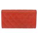 CHANEL Matelasse Long Wallet Caviar Skin Orange Gold CC Auth 182877A-2
