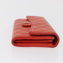 CHANEL Matelasse Long Wallet Caviar Skin Orange Gold CC Auth 182877A-3