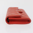 CHANEL Matelasse Long Wallet Caviar Skin Orange Gold CC Auth 182877A-4