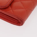 CHANEL Matelasse Long Wallet Caviar Skin Orange Gold CC Auth 182877A-7