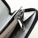 CHANEL Matelassé Cambon Line Geldbörse Leder Schwarz Silber CC Auth 182878M-21