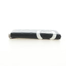 CHANEL Matelassé Cambon Line Geldbörse Leder Schwarz Silber CC Auth 182878M-5