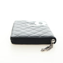 CHANEL Matelassé Cambon Line Geldbörse Leder Schwarz Silber CC Auth 182878M-6