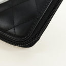 CHANEL Matelassé Cambon Line Geldbörse Leder Schwarz Silber CC Auth 182878M-9