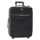 PRADA Carry Case Trunk Nylon Black Silver Auth 182881-1