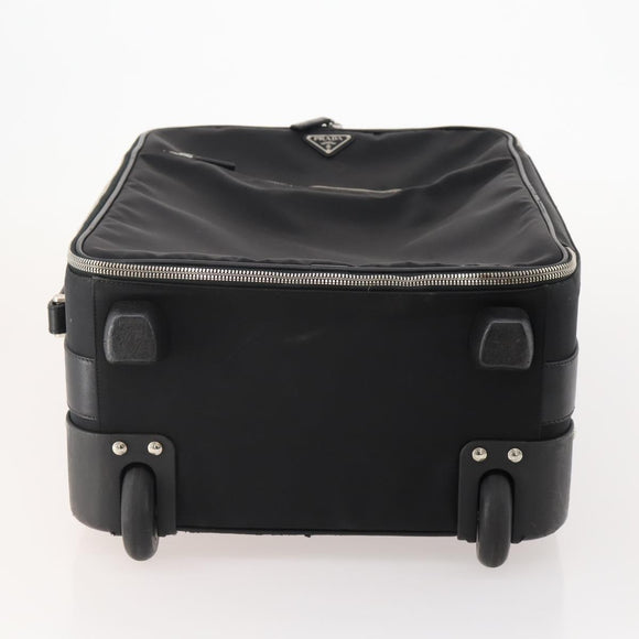 PRADA Carry Case Trunk Nylon Black Silver Auth 182881