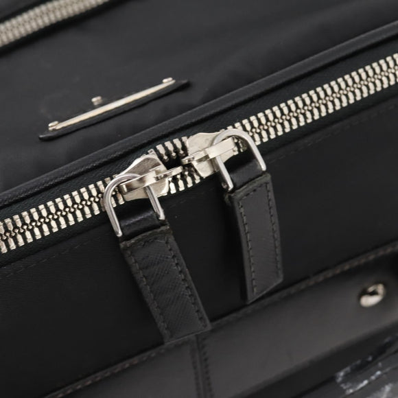 PRADA Carry Case Trunk Nylon Black Silver Auth 182881