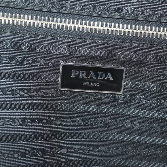 PRADA Carry Case Trunk Nylon Black Silver Auth 182881