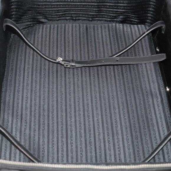 PRADA Carry Case Trunk Nylon Black Silver Auth 182881