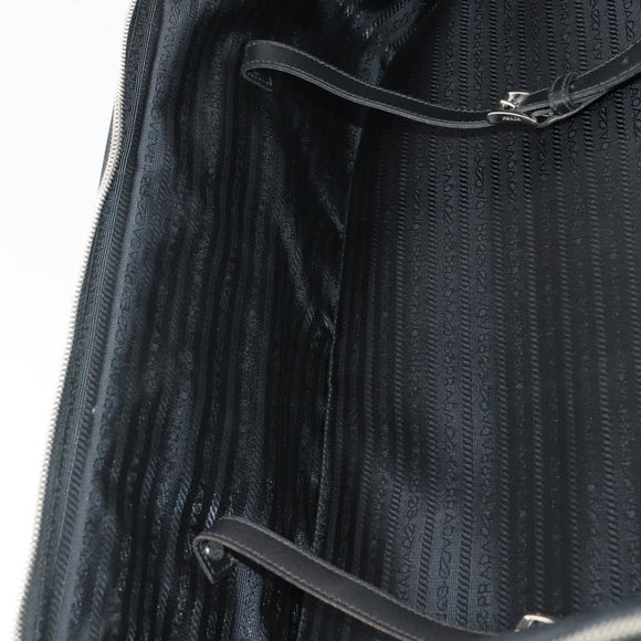 PRADA Carry Case Trunk Nylon Black Silver Auth 182881