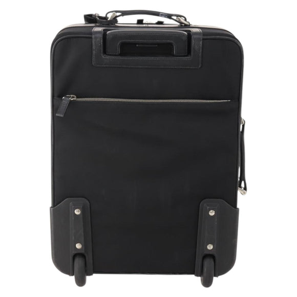 PRADA Carry Case Trunk Nylon Black Silver Auth 182881