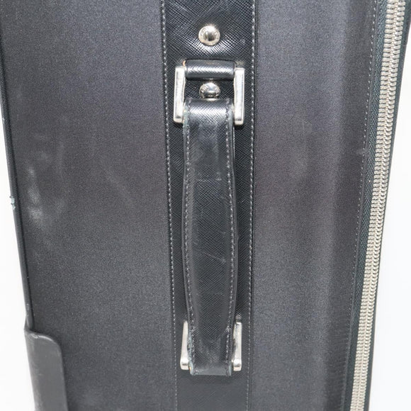 PRADA Carry Case Trunk Nylon Black Silver Auth 182881
