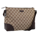 GUCCI GG Canvas Shoulder Bag Brown Silver 114273 Auth 182886A-1