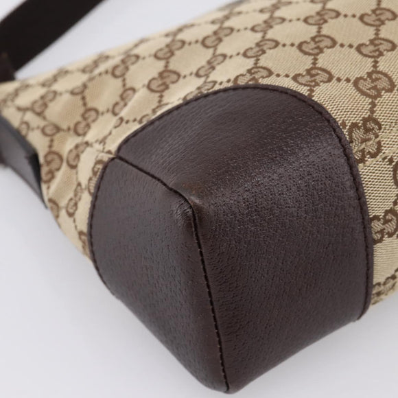 GUCCI GG Canvas Shoulder Bag Brown Silver 114273 Auth 182886A