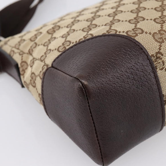 GUCCI GG Canvas Shoulder Bag Brown Silver 114273 Auth 182886A