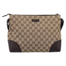 GUCCI GG Canvas Shoulder Bag Brown Silver 114273 Auth 182886A-2