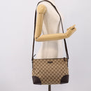 GUCCI GG Canvas Shoulder Bag Brown Silver 114273 Auth 182886A-22