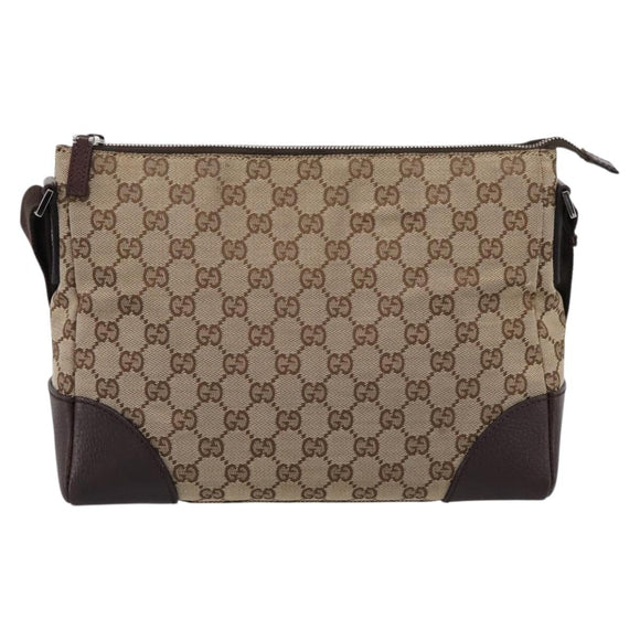 GUCCI GG Canvas Shoulder Bag Brown Silver 114273 Auth 182886A