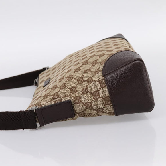 GUCCI GG Canvas Shoulder Bag Brown Silver 114273 Auth 182886A
