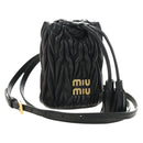 Miu Miu Matelassé Schultertasche Leder Schwarz Gold Auth 182887M-1