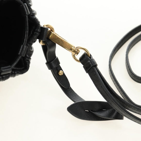 Miu Miu Matelassé Schultertasche Leder Schwarz Gold Auth 182887M