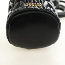 Miu Miu Matelassé Schultertasche Leder Schwarz Gold Auth 182887M-11
