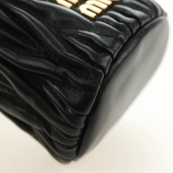Miu Miu Matelassé Schultertasche Leder Schwarz Gold Auth 182887M