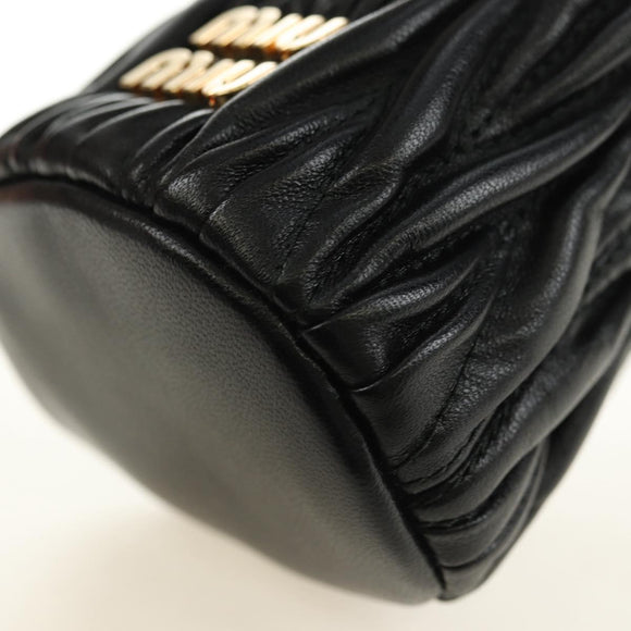 Miu Miu Matelassé Schultertasche Leder Schwarz Gold Auth 182887M