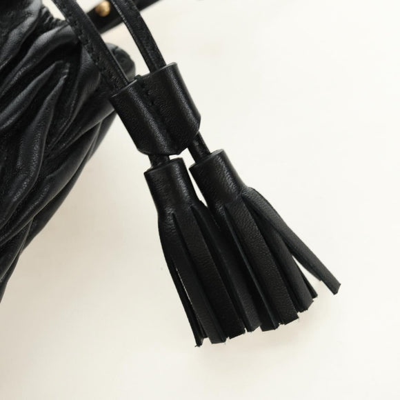 Miu Miu Matelassé Schultertasche Leder Schwarz Gold Auth 182887M