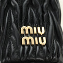 Miu Miu Matelassé Schultertasche Leder Schwarz Gold Auth 182887M-17