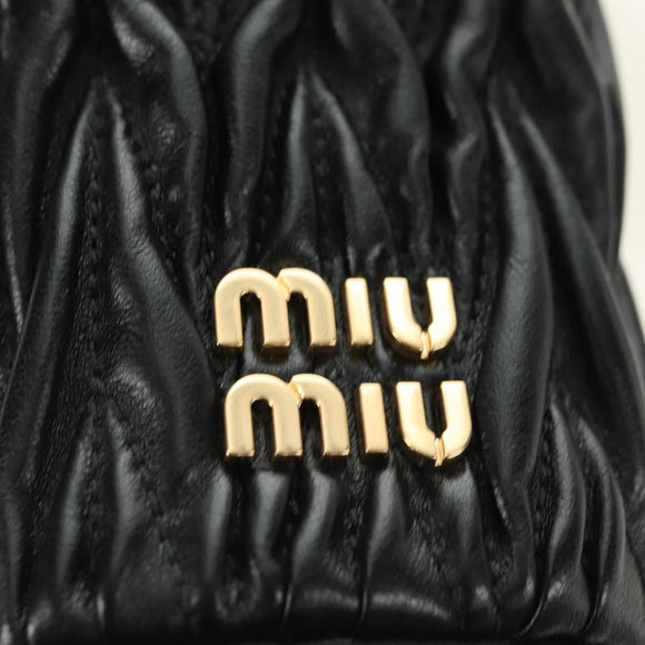 Miu Miu Matelassé Schultertasche Leder Schwarz Gold Auth 182887M