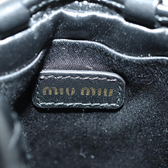 Miu Miu Matelassé Schultertasche Leder Schwarz Gold Auth 182887M