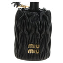 Miu Miu Matelassé Schultertasche Leder Schwarz Gold Auth 182887M-2