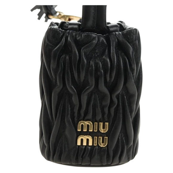 Miu Miu Matelassé Schultertasche Leder Schwarz Gold Auth 182887M