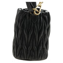 Miu Miu Matelassé Schultertasche Leder Schwarz Gold Auth 182887M-3