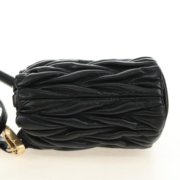 Miu Miu Matelassé Schultertasche Leder Schwarz Gold Auth 182887M