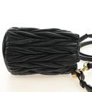 Miu Miu Matelassé Schultertasche Leder Schwarz Gold Auth 182887M-5