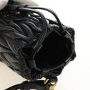 Miu Miu Matelassé Schultertasche Leder Schwarz Gold Auth 182887M-6