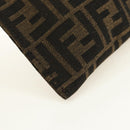 FENDI Zucca Canvas Clutch Bag Black Brown Auth 182892M-15