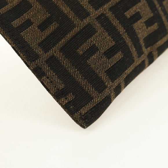 FENDI Zucca Canvas Clutch Bag Black Brown Auth 182892M